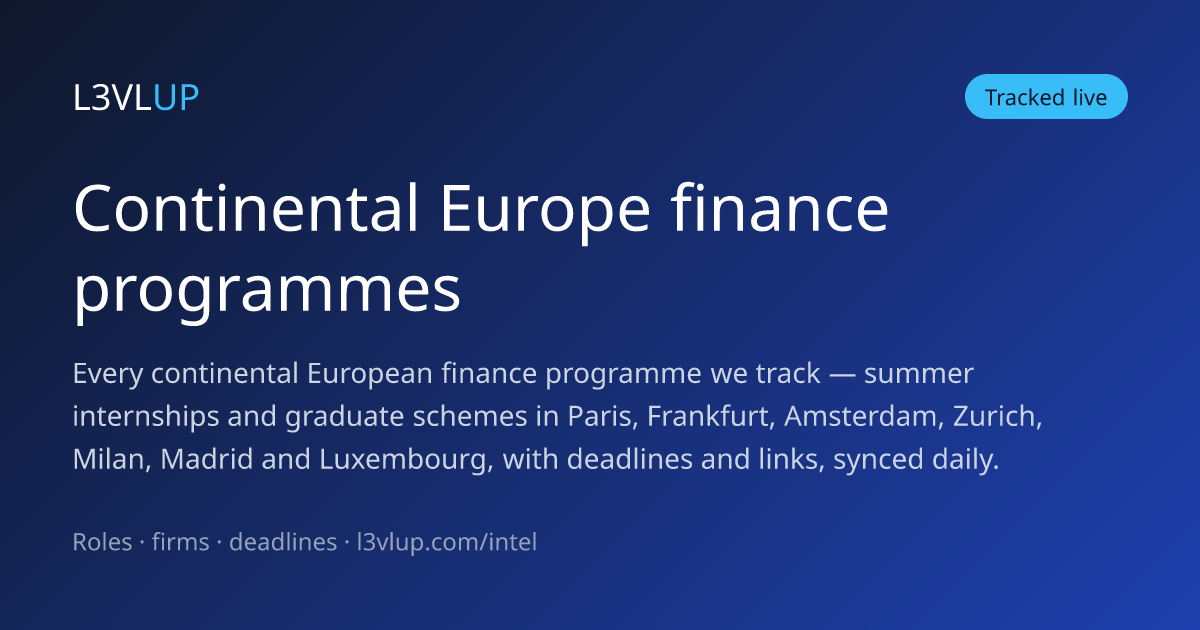 Europe Finance Internships — live tracker | L3VLUP